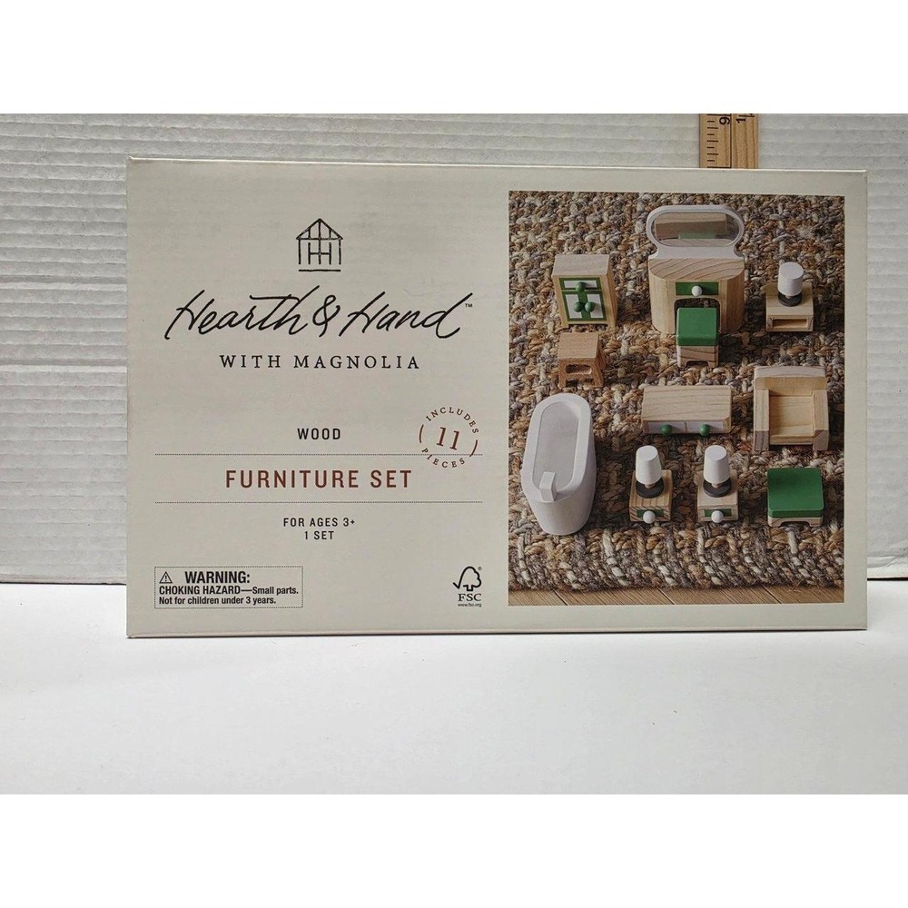 Hearth & Hand with Magnolia wooden dollhouse furniture set.It includes 11 pieces